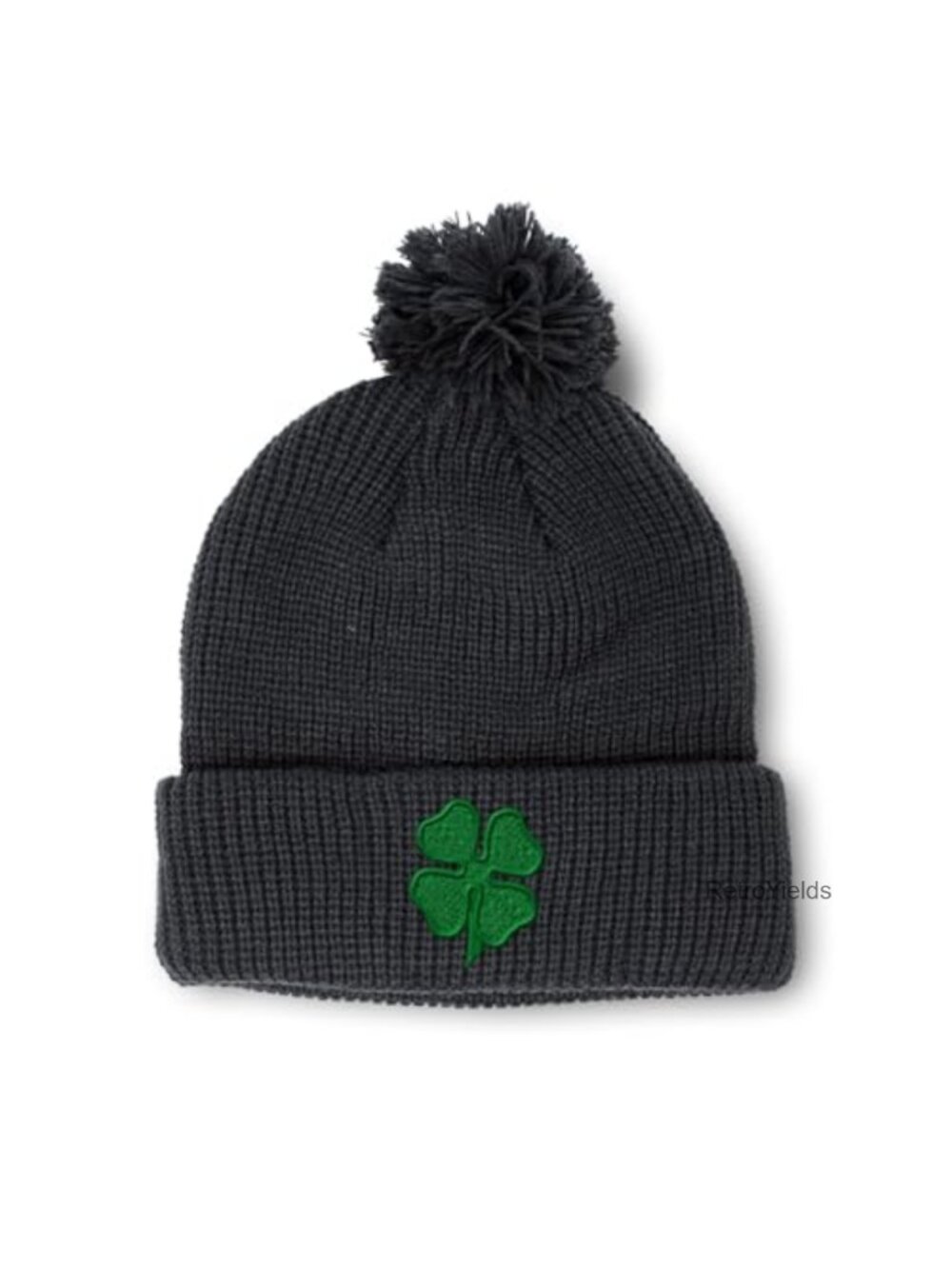 Custom Pom Pom Four Leaf Clover Ireland St Patrick's Knit Beanie